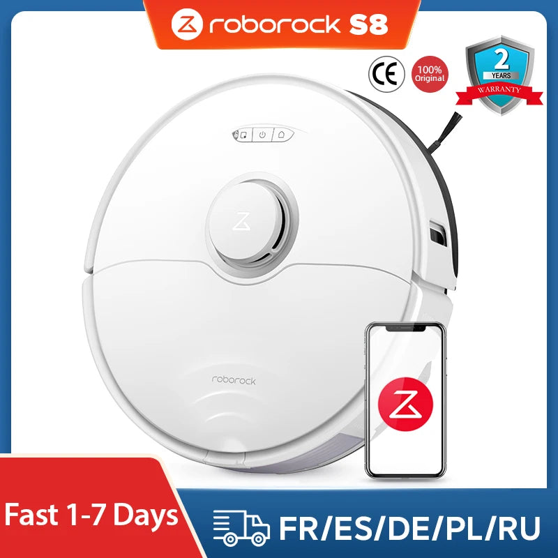 Roborock S8 Robot Vacuum cleaner,6000Pa Suction Dual Brush with 3D Structured Light Obstacle Avoidance, from roborock S7 upgrade