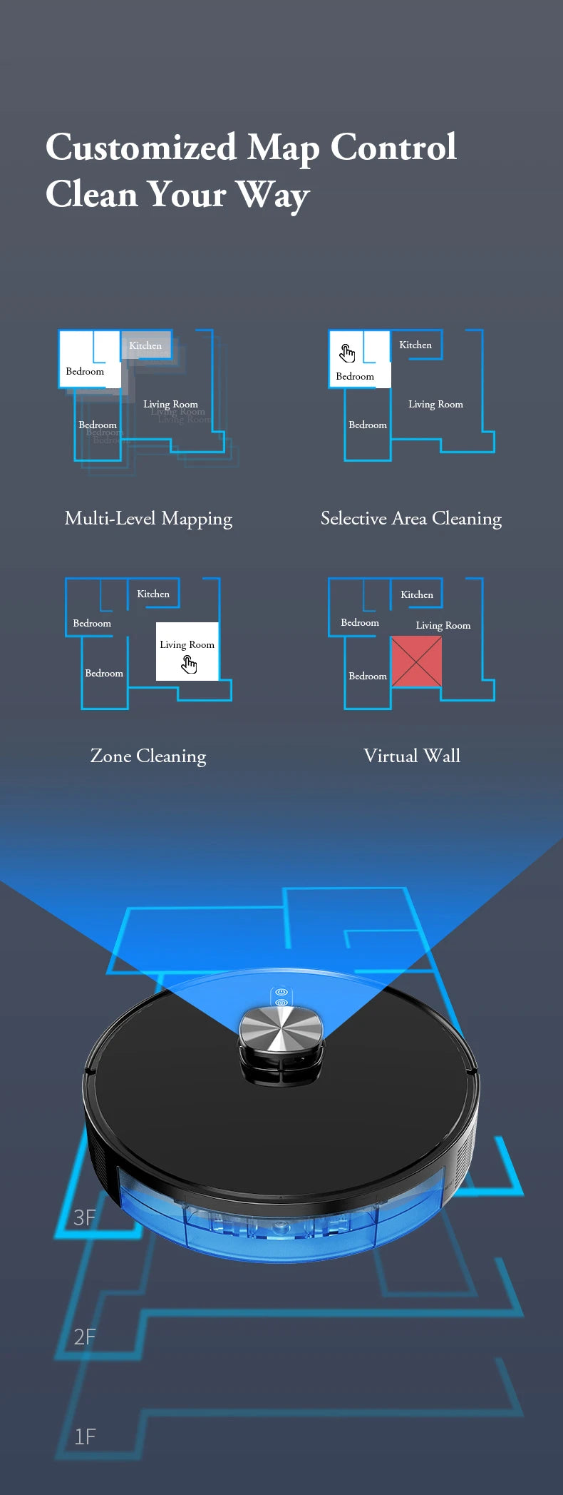 Hot Sale Smart AI Automatic Laser Electric Robot Vacuum Cleaner With Mop Sweep Combo Function Mapping for Floor Care Wet and Dry