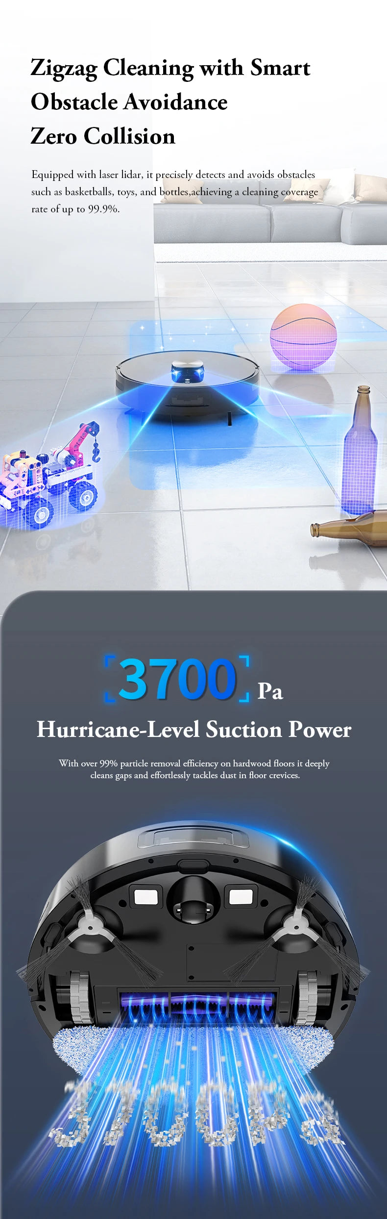 Hot Sale Smart AI Automatic Laser Electric Robot Vacuum Cleaner With Mop Sweep Combo Function Mapping for Floor Care Wet and Dry