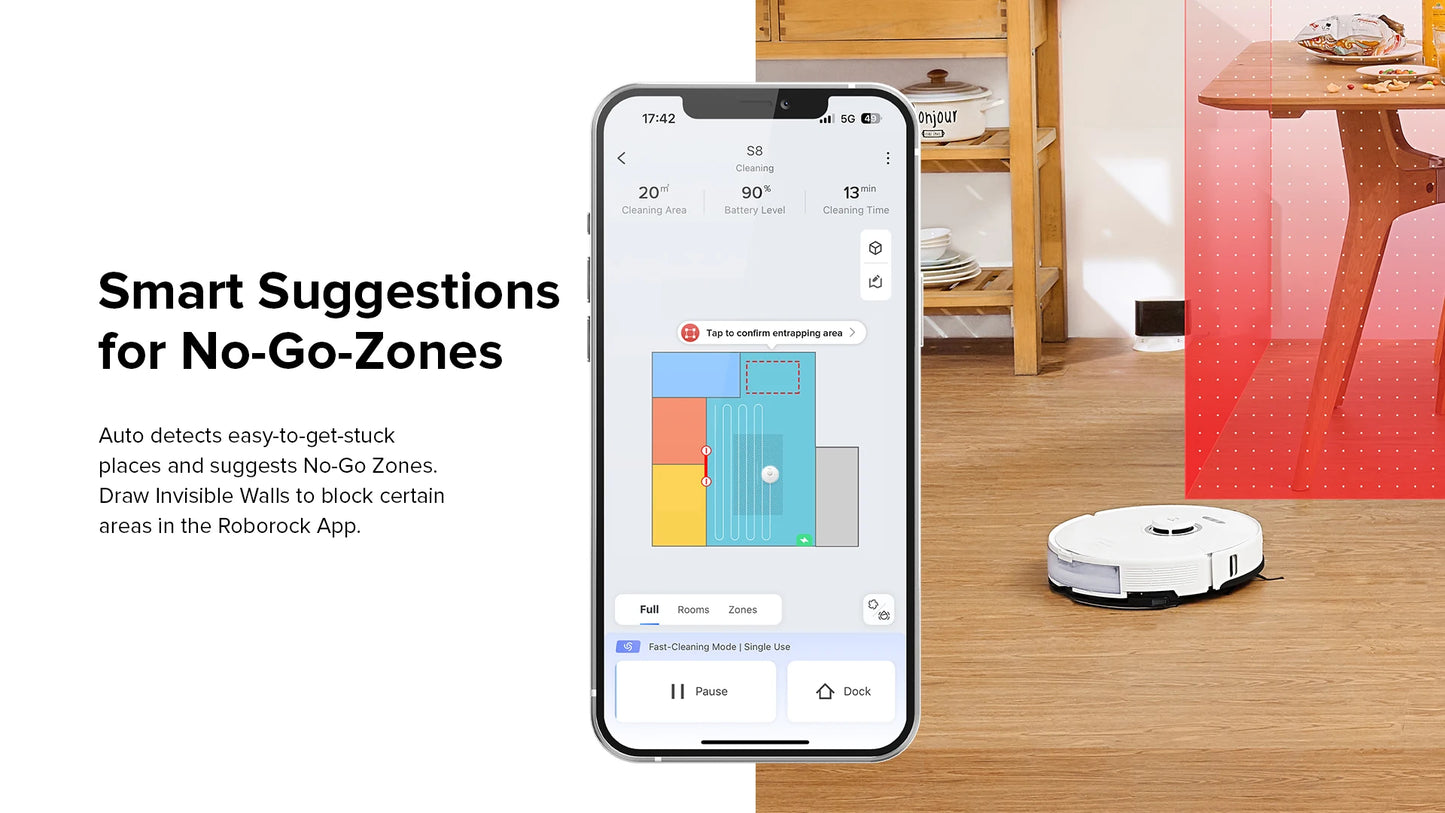 Roborock S8 Robot Vacuum cleaner,6000Pa Suction Dual Brush with 3D Structured Light Obstacle Avoidance, from roborock S7 upgrade