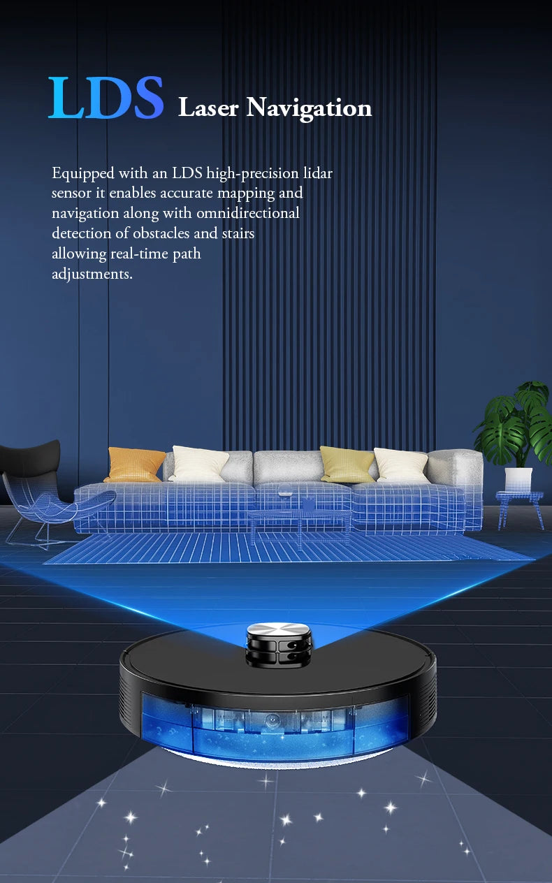 Hot Sale Smart AI Automatic Laser Electric Robot Vacuum Cleaner With Mop Sweep Combo Function Mapping for Floor Care Wet and Dry