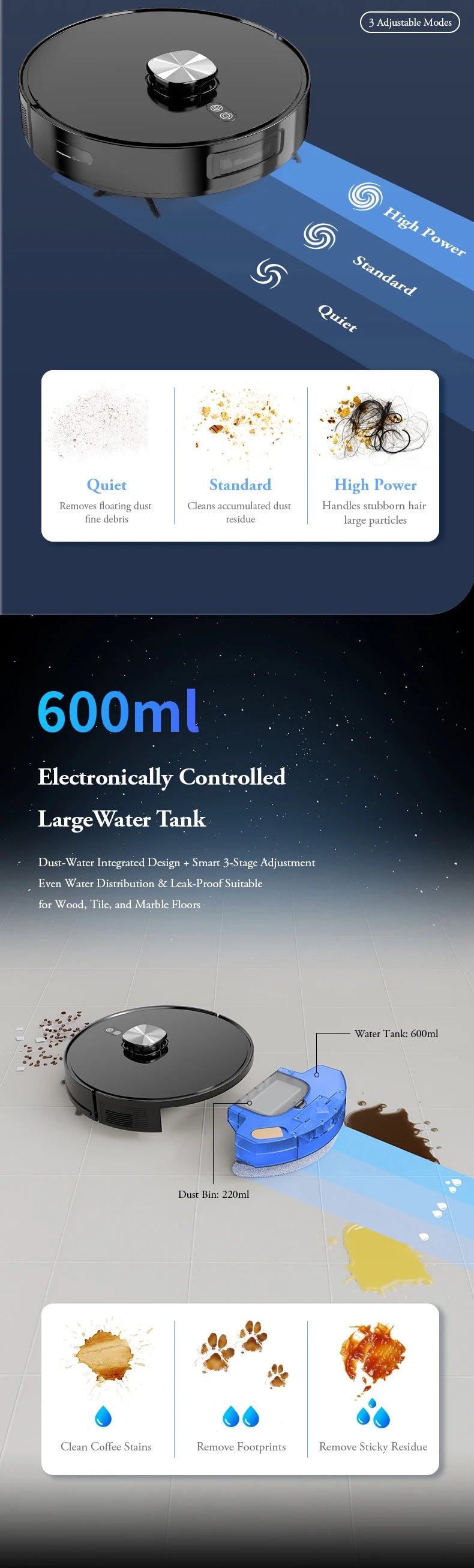 Hot Sale Smart AI Automatic Laser Electric Robot Vacuum Cleaner With Mop Sweep Combo Function Mapping for Floor Care Wet and Dry